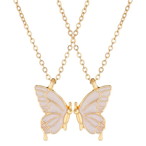 2pcs Oil Drip Butterfly Necklace Ins Creative Clavicle Chain Pendant Necklace For Women Valentine's Day Birthday Gift - FASHIONKULTUR