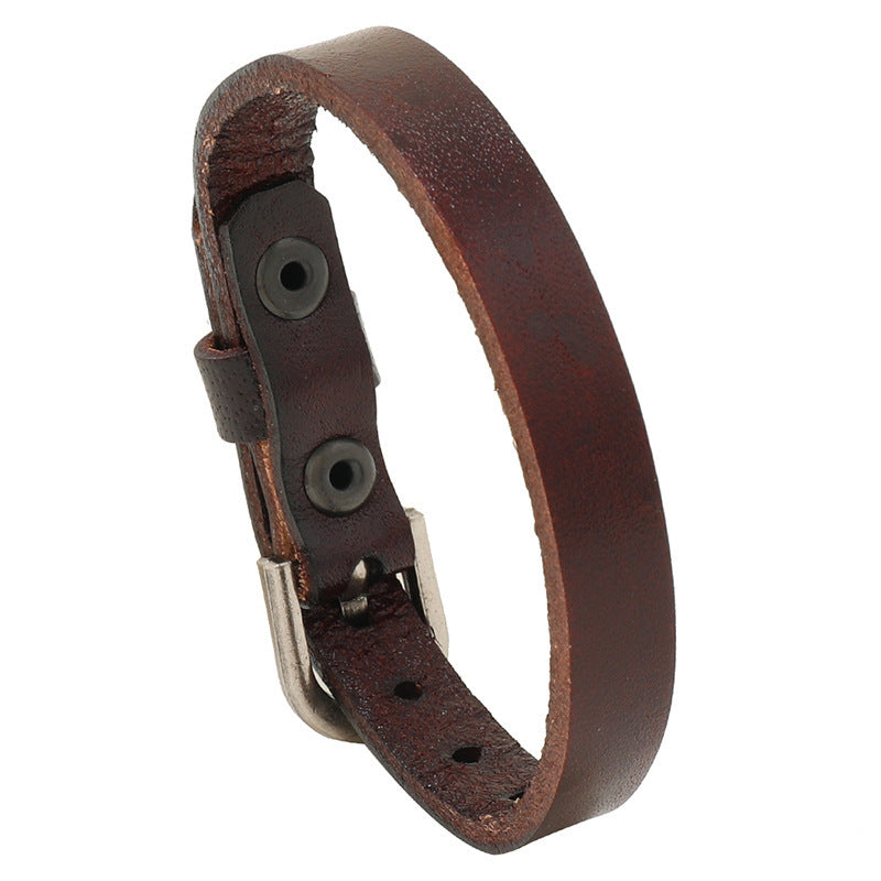 Simple Retro Multi-color Adjustable Cattle Leather Bracelet - FASHIONKULTUR
