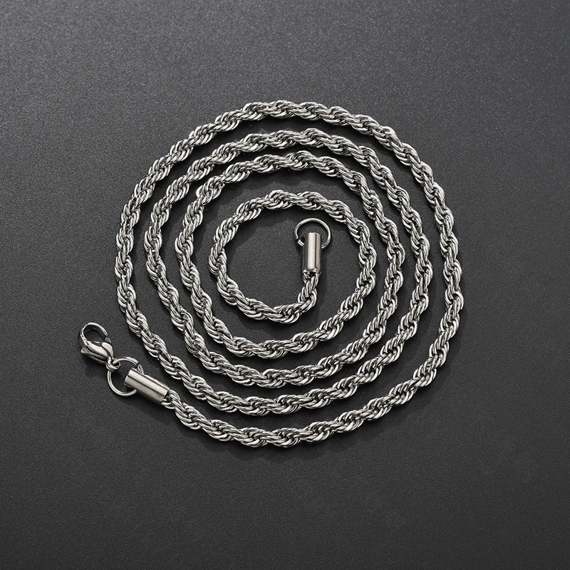 Stainless Steel Hip Hop Vacuum Plating Twisted Rope Twist Necklace - FASHIONKULTUR
