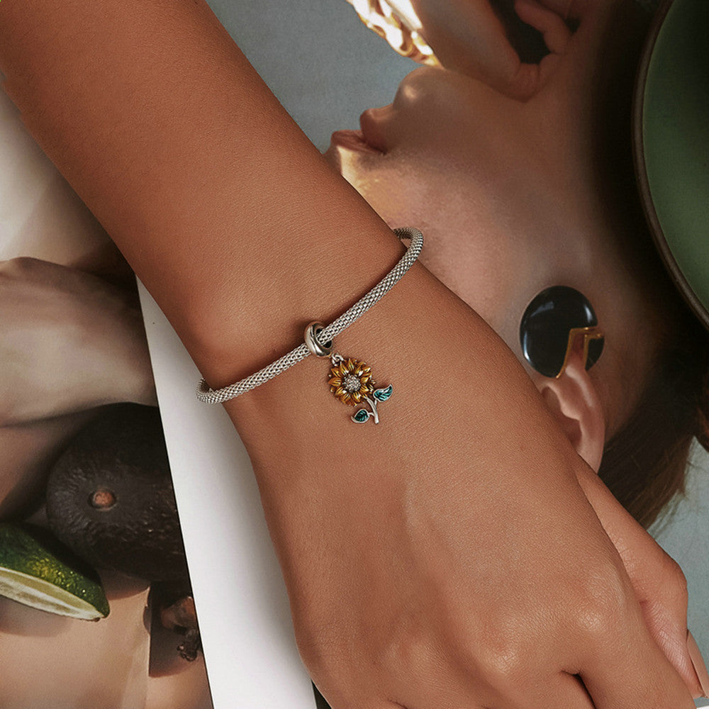 Sunflower Silver Bracelet Pendant Shine - FASHIONKULTUR