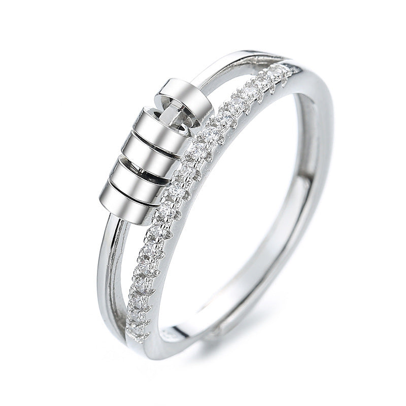 Five-ring Zircon Rotatable Ring Hipster - FASHIONKULTUR
