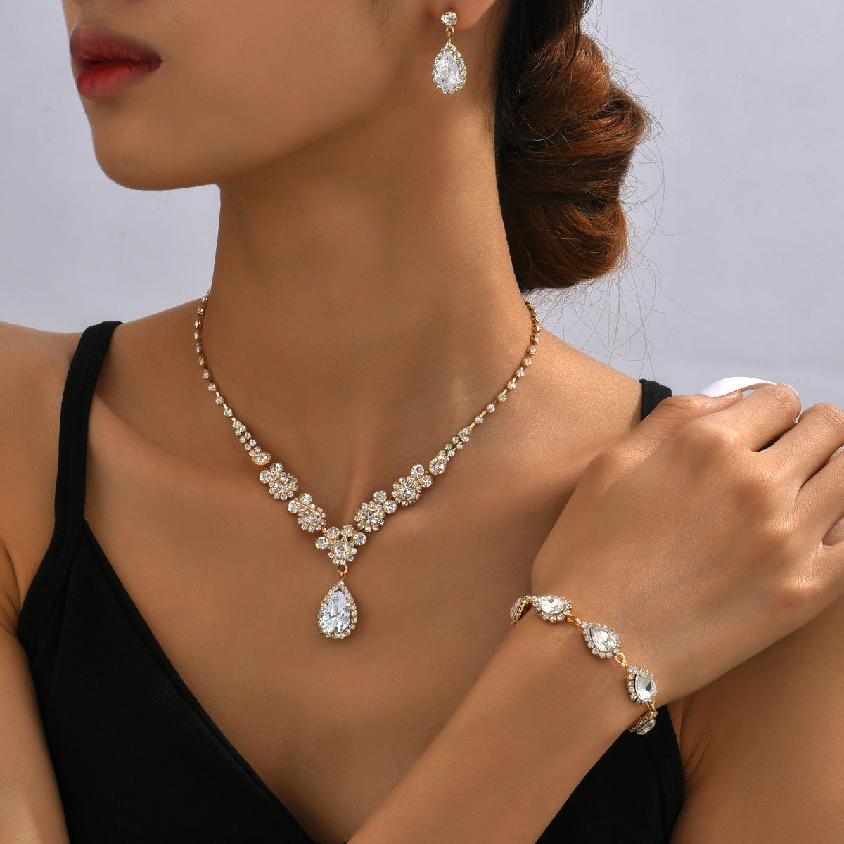 Fashionable Golden Rose Gold Three-piece Set - FASHIONKULTUR