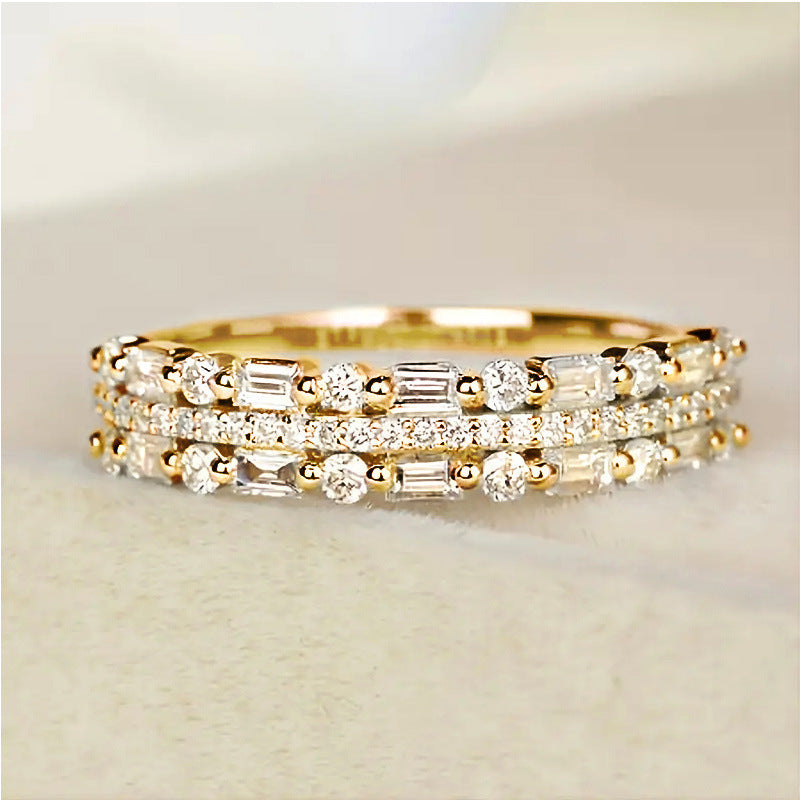 Multilayer Ring Three-layer Fine Circle Line Setting - FASHIONKULTUR