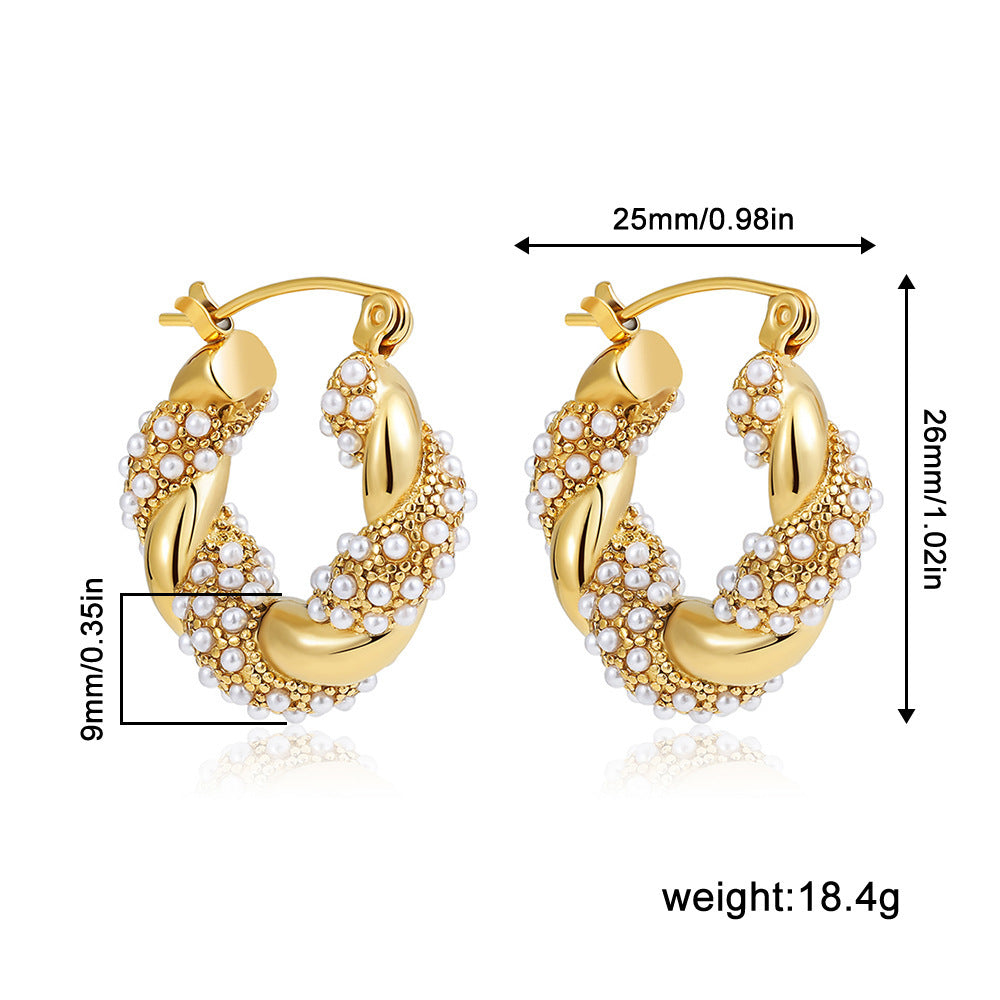 Stainless Steel 18K Gold Plating Twist-knot Earrings With Diamonds - FASHIONKULTUR