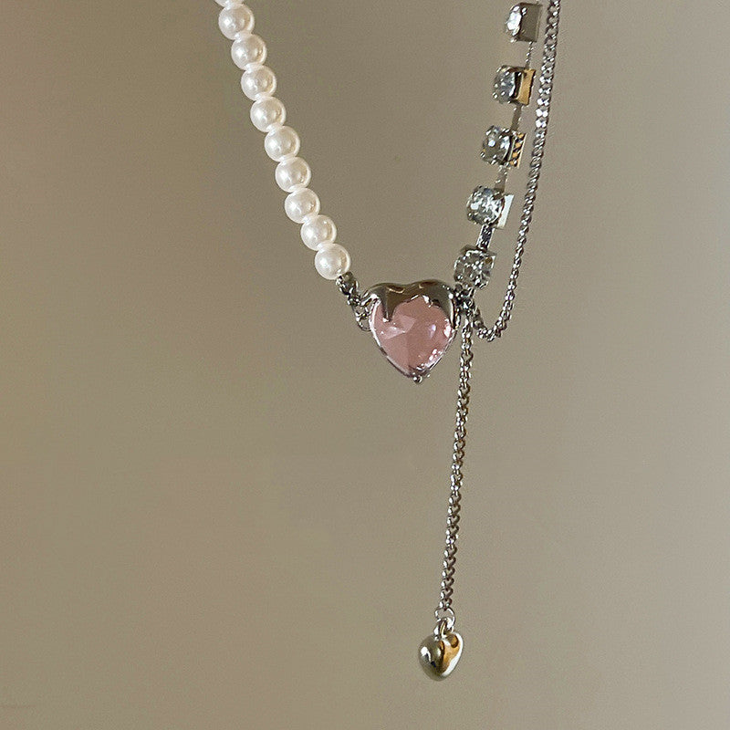 Love Pearl And Diamond Tassel Patchwork Necklace For Women - FASHIONKULTUR