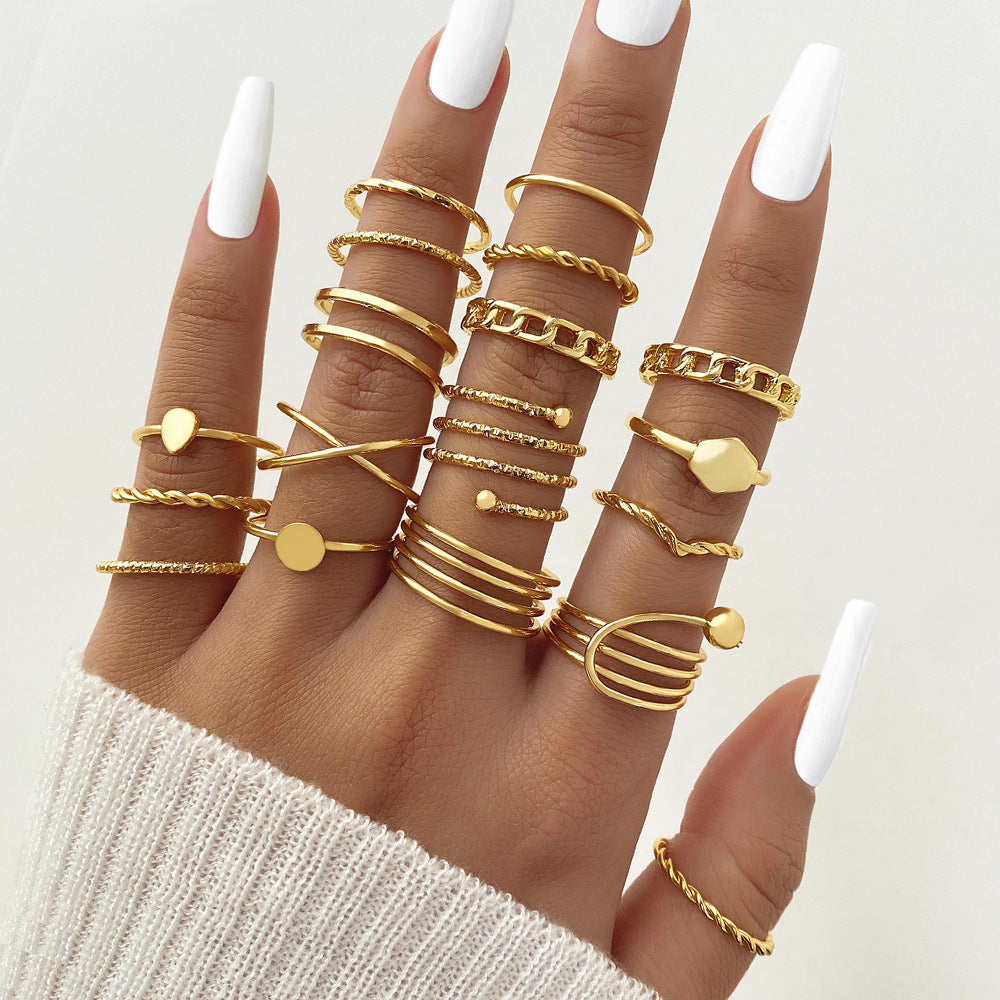 Ring Female Niche Senior Knuckle Ring 23 Pieces Suit - FASHIONKULTUR