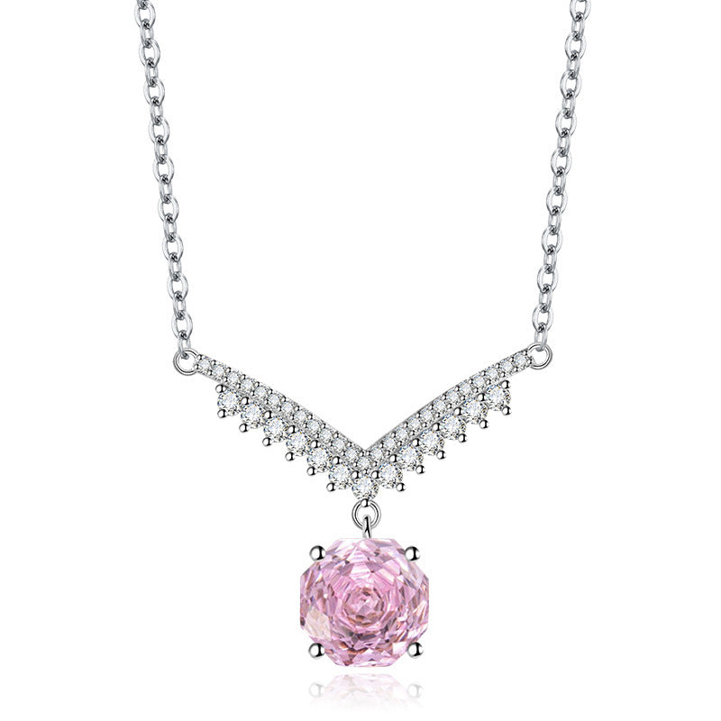 Octagonal Millennium Rose Cut Necklace High Carbon Diamond - FASHIONKULTUR