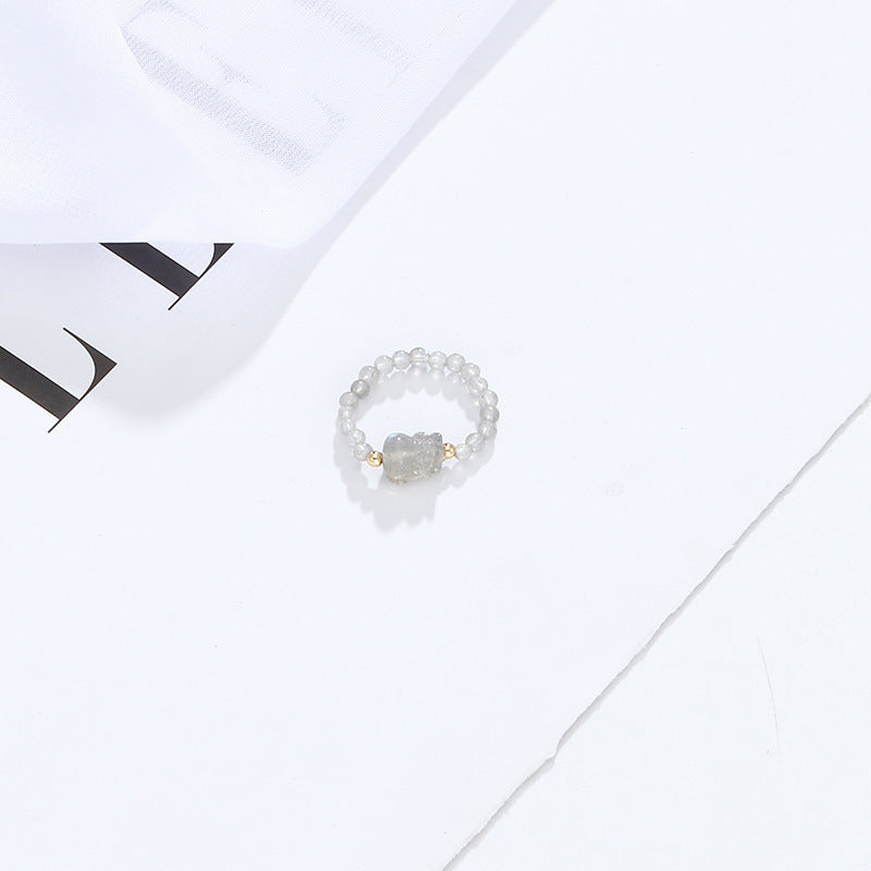 Crystal Ring Women's New Strawberry Crystal Grey Moonlight - FASHIONKULTUR