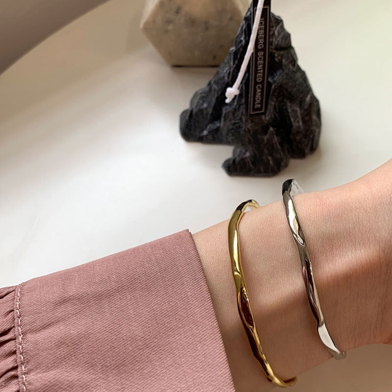 925 Sterling Silver Irregular Bump Texture Bracelet - FASHIONKULTUR