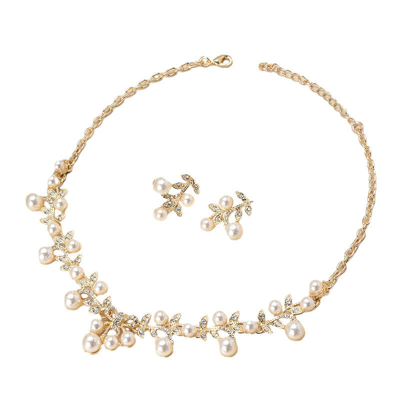 Pearl Bohemian Style Necklace Earrings Jewelry Set - FASHIONKULTUR