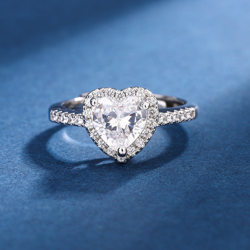 Fashion Jewelry Micro-encrusted Zircon Diamond Love Peach Heart Ring Female Luxury High-end Marriage Niche Temperament Hand Jewelry - FASHIONKULTUR