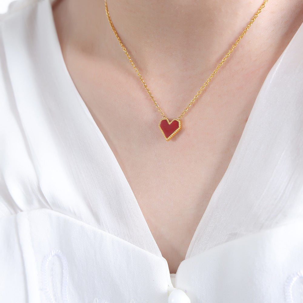 Peach Heart Acrylic Titanium Steel 18K Gold Plated Women's Jewelry Set - FASHIONKULTUR