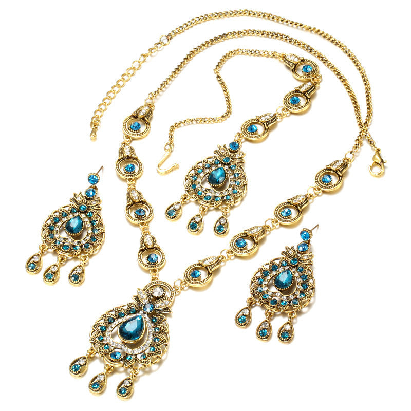 Vintage Indian Jewelry Necklace Earrings Eyebrow Pendant - FASHIONKULTUR