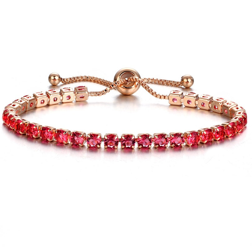European and American cross-border exclusive jewelry inlaid crystal push-pull bracelet ladies gold full diamond single-row jewelry wholesale - FASHIONKULTUR