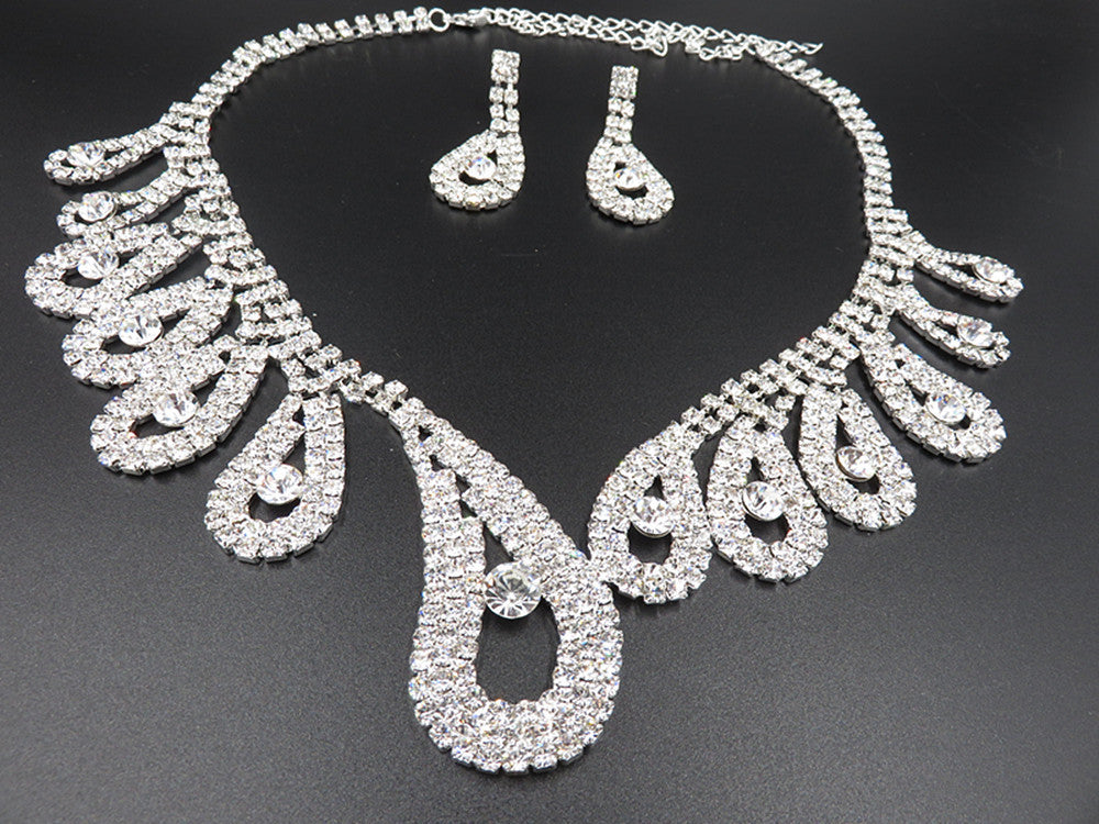 The New All-match Bride Bride Wedding Accessories Wholesale Diamond Suit Set Big Chain Necklace Set Wholesale - FASHIONKULTUR
