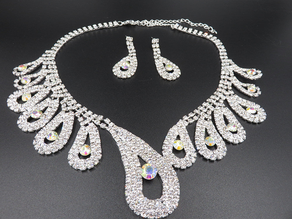 The New All-match Bride Bride Wedding Accessories Wholesale Diamond Suit Set Big Chain Necklace Set Wholesale - FASHIONKULTUR