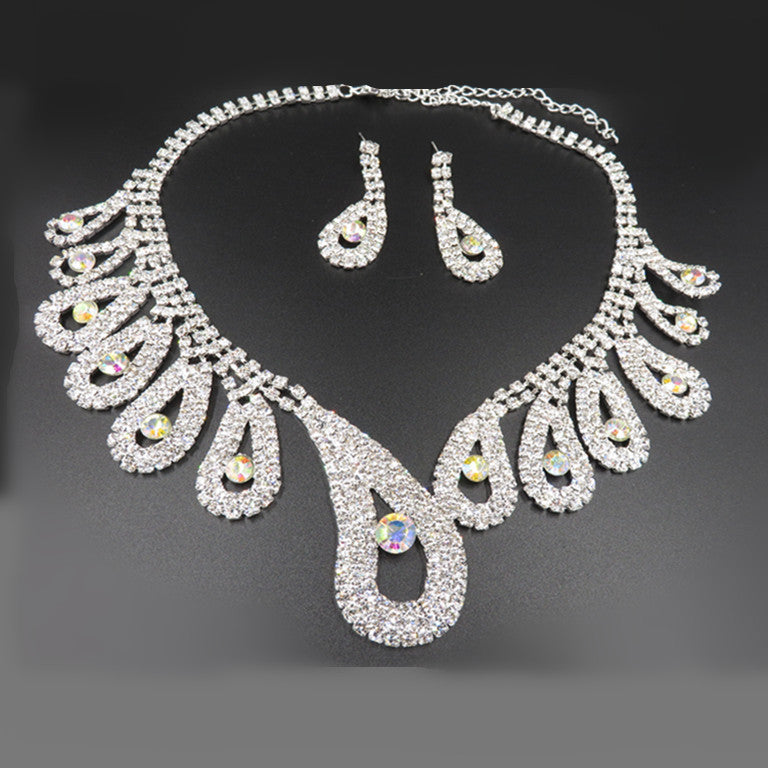 The New All-match Bride Bride Wedding Accessories Wholesale Diamond Suit Set Big Chain Necklace Set Wholesale - FASHIONKULTUR