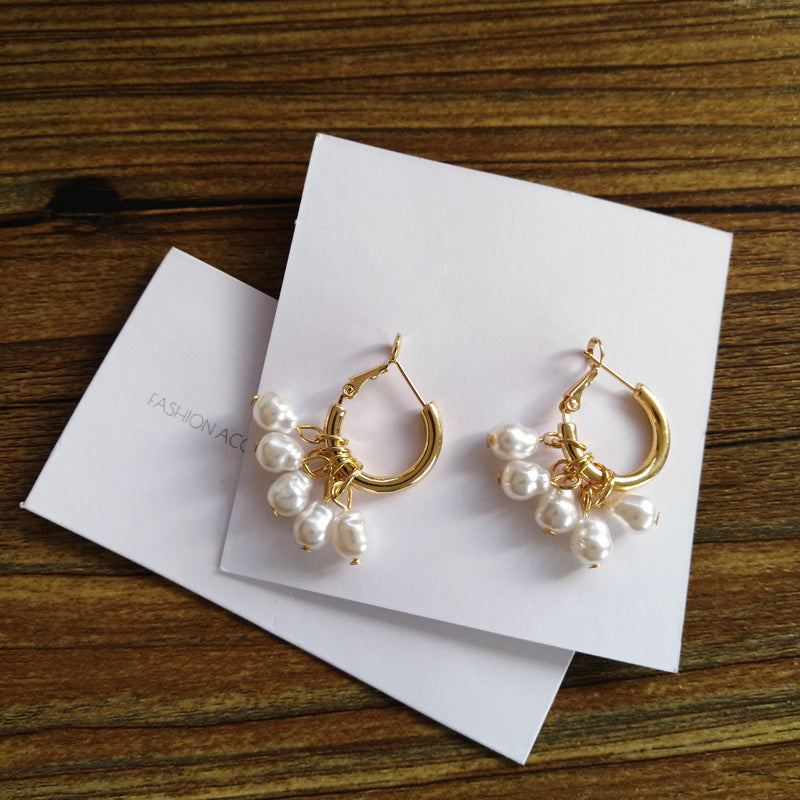 Pearl tassel earrings simple earrings - FASHIONKULTUR