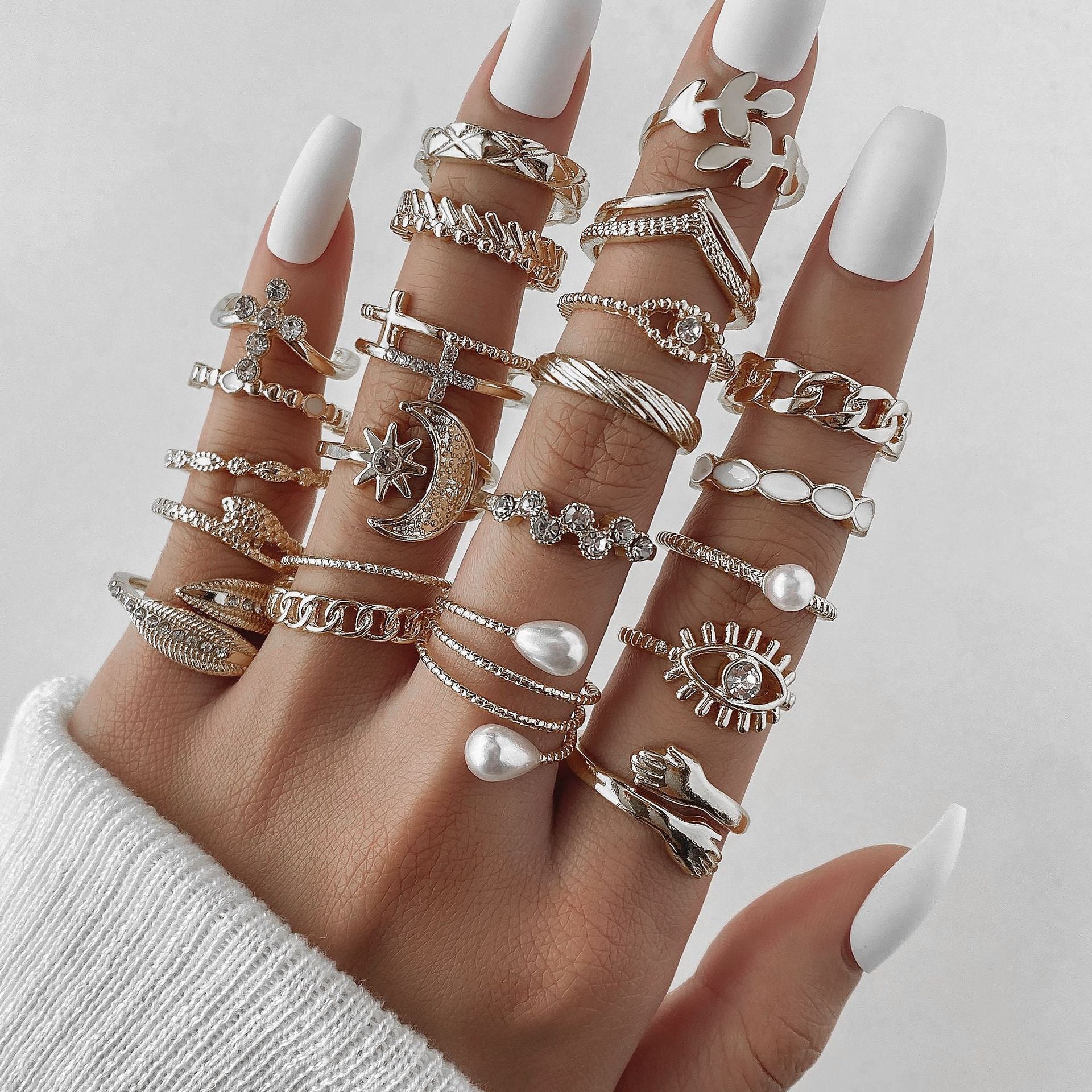 Ring Female Niche Senior Knuckle Ring 23 Pieces Suit - FASHIONKULTUR
