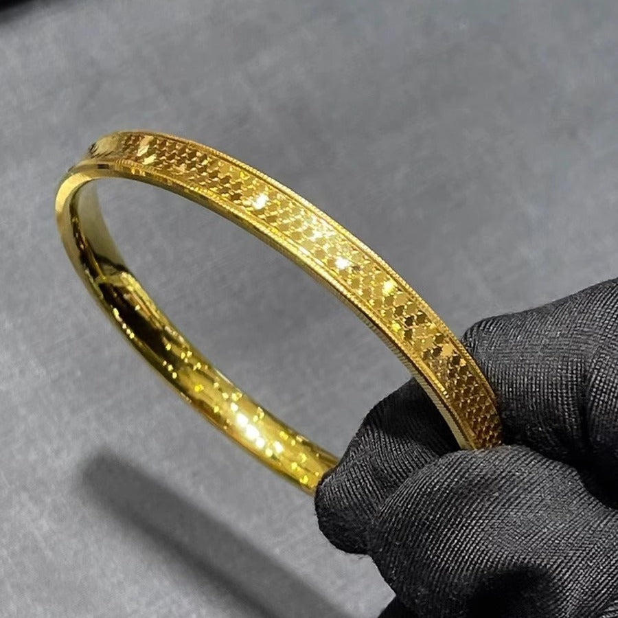 Dragon Scale Texture Bracelet Female Concave-convex Bright Surface Printed Scale Solid Bracelet - FASHIONKULTUR