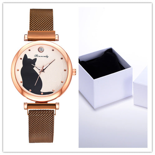 Women's cat watch bracelet set - FASHIONKULTUR