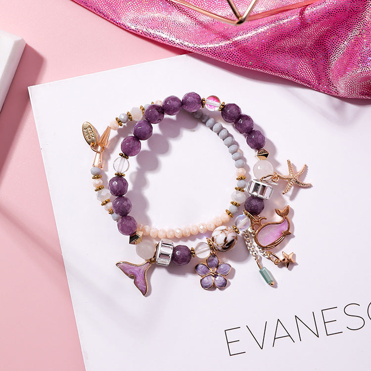 Whale tail bracelet double elastic personality retro flower starfish national wind jewelry - FASHIONKULTUR