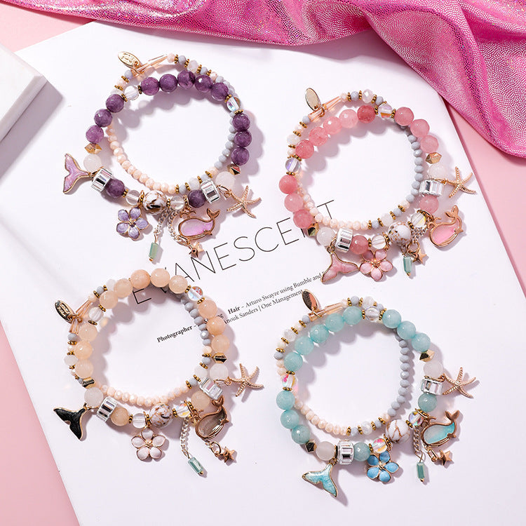 Whale tail bracelet double elastic personality retro flower starfish national wind jewelry - FASHIONKULTUR