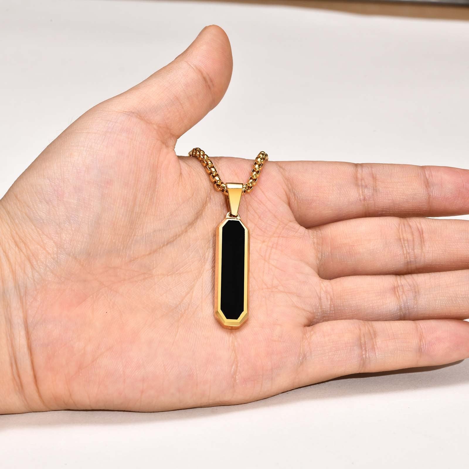 Simple Personality Geometric Necklace Stainless Steel Rhombus Beveled Long Bar Pendant - FASHIONKULTUR