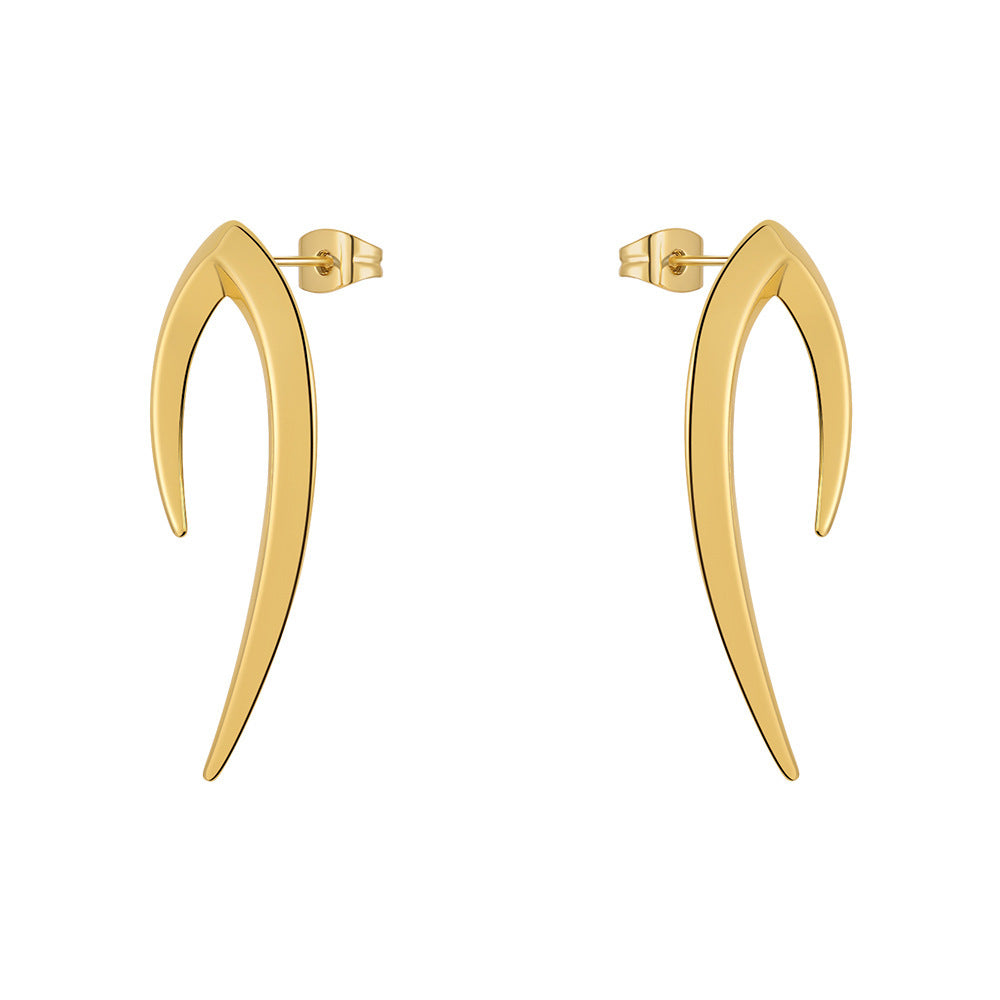 18K Gold Plating Brass Original Design Geometric Punk Sharp Cone Stud Earrings - FASHIONKULTUR