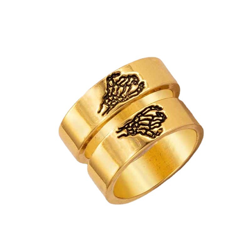 Cartoon Love Pair Ring Set With Geometric Letters - FASHIONKULTUR