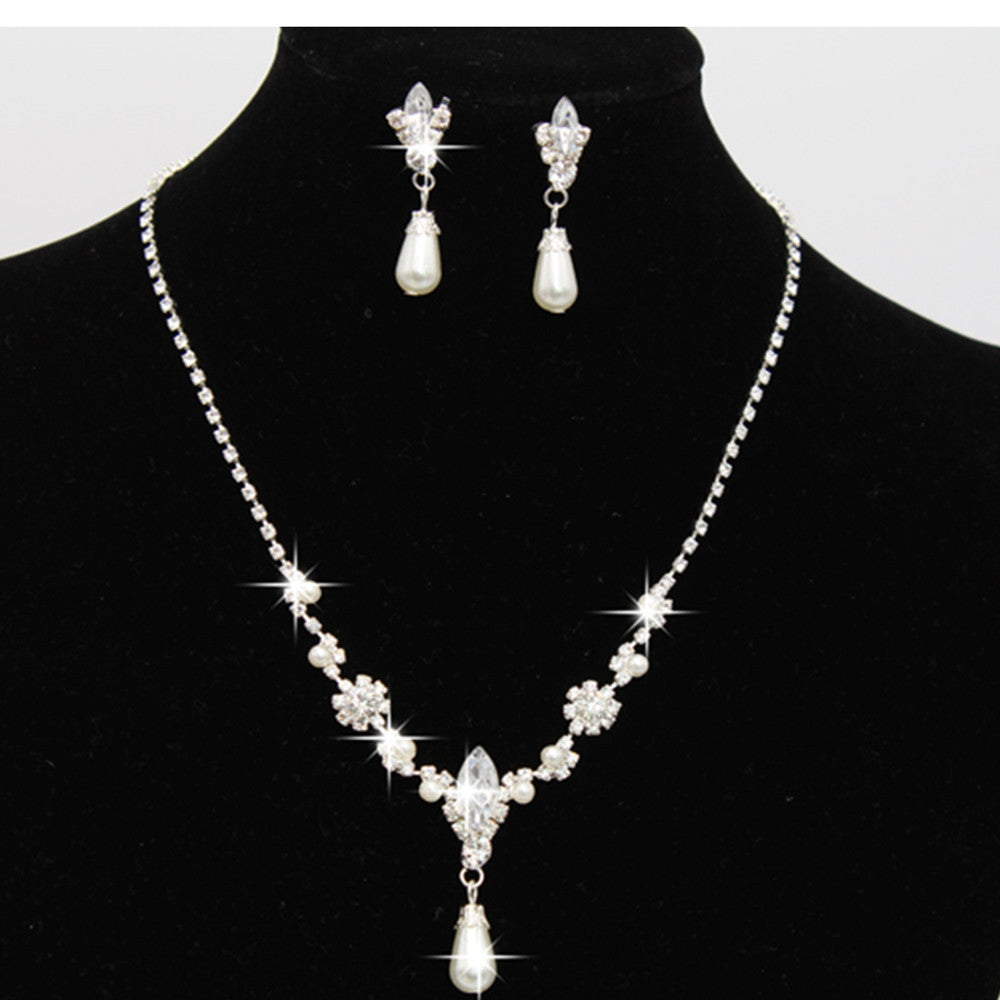 Europe And The United States Personality Dropspearl Necklace, Earrings Set Wholesale Bridal Necklace 8633 - FASHIONKULTUR