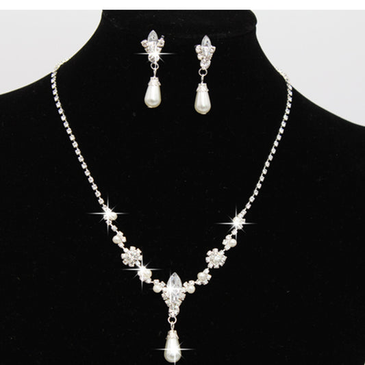 Europe And The United States Personality Dropspearl Necklace, Earrings Set Wholesale Bridal Necklace 8633 - FASHIONKULTUR
