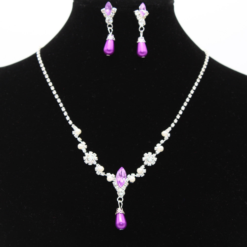 Europe And The United States Personality Dropspearl Necklace, Earrings Set Wholesale Bridal Necklace 8633 - FASHIONKULTUR