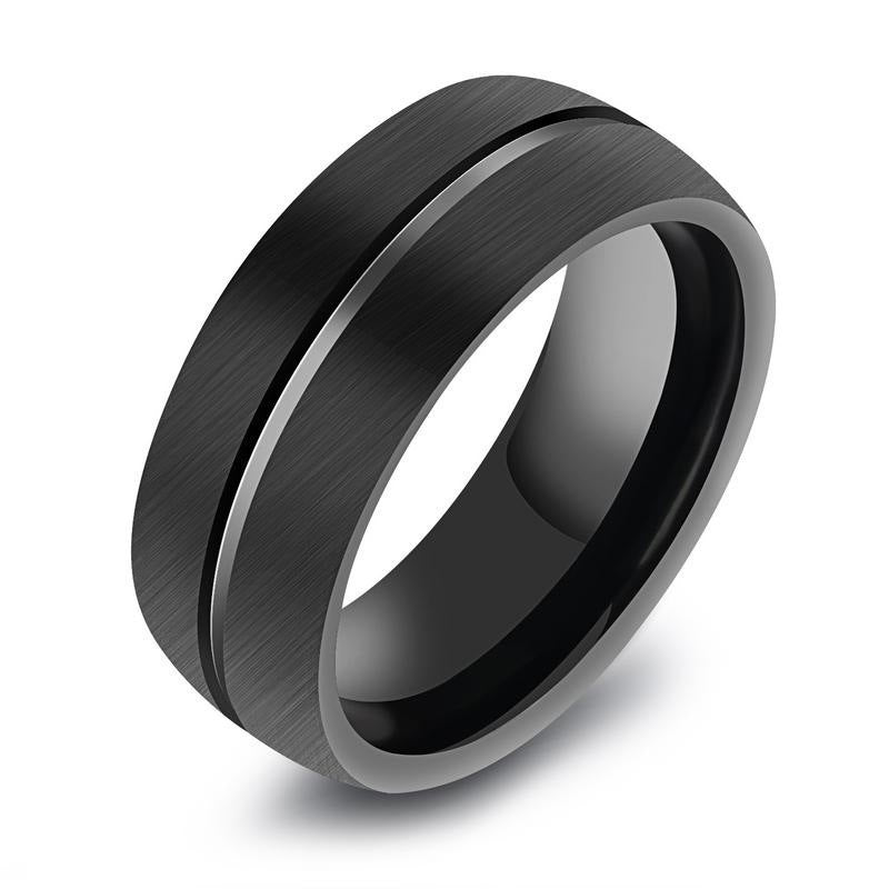 Black titanium steel ring - FASHIONKULTUR