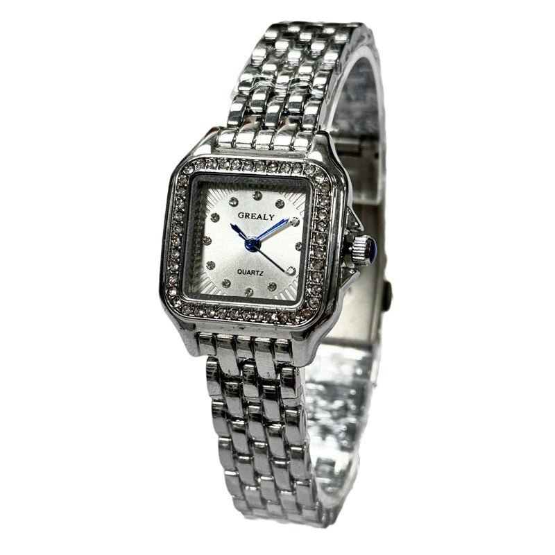 Classic Retro Square Waterproof Women's Diamond-embedded Watch - FASHIONKULTUR