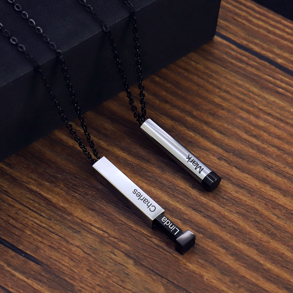 Customize Lovers Name Stainless Steel Necklace Remember Your Most Meaningful Phrase Word - FASHIONKULTUR