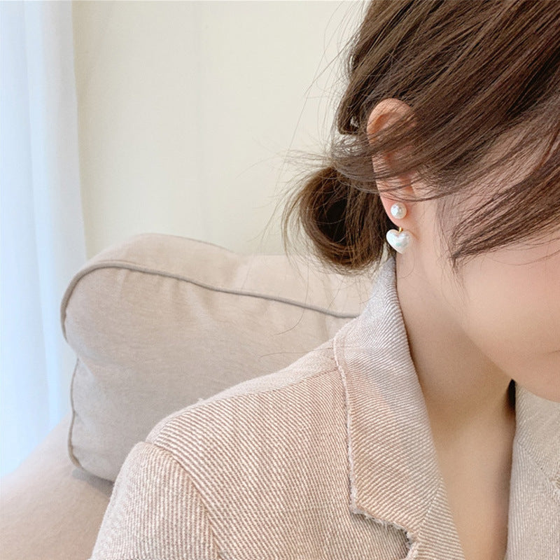 Simple Temperament Love Pearl Stud Earrings - FASHIONKULTUR