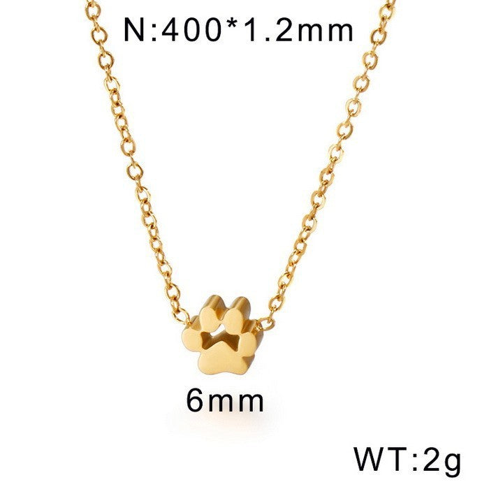 Ring Mesh Cat's Paw Stainless Steel Necklace Bracelet Cute Pet Four-piece Ring Set Jewelry - FASHIONKULTUR