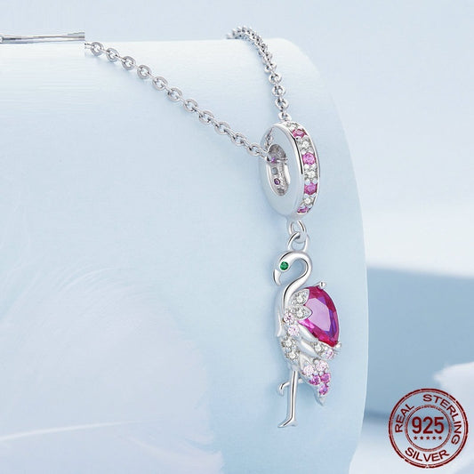 S925 Cute Flamingo DIY Loose Bead Jewelry Beads - FASHIONKULTUR