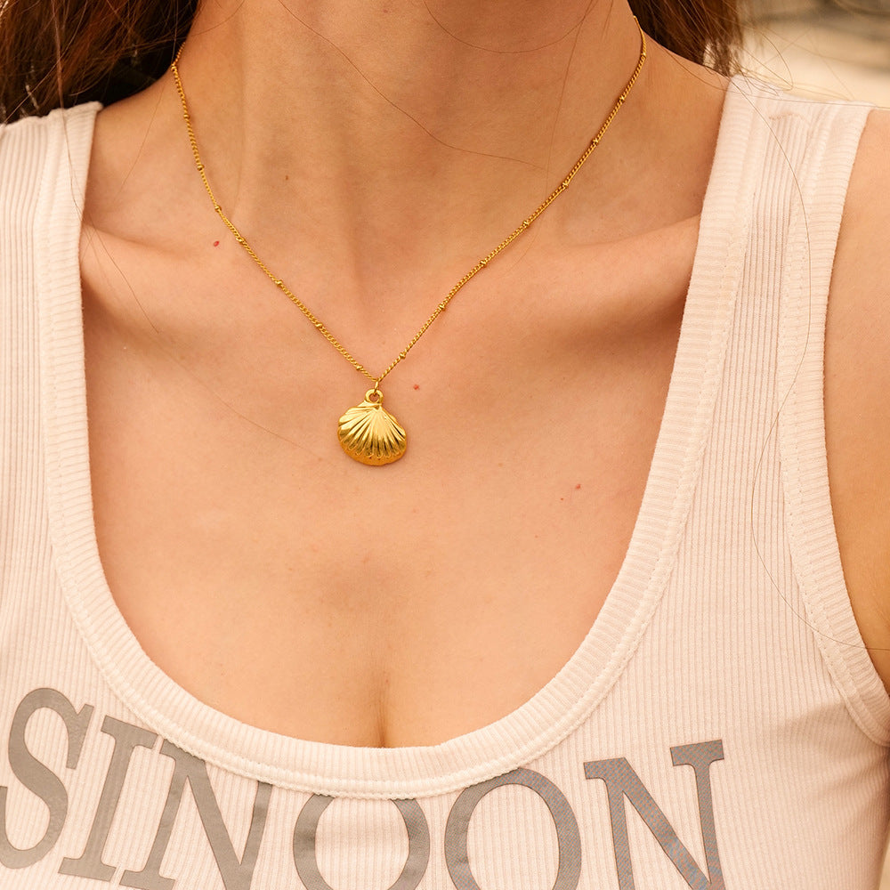 Special-interest Design Women's 18K Gold Stainless Steel Shell Necklace - FASHIONKULTUR