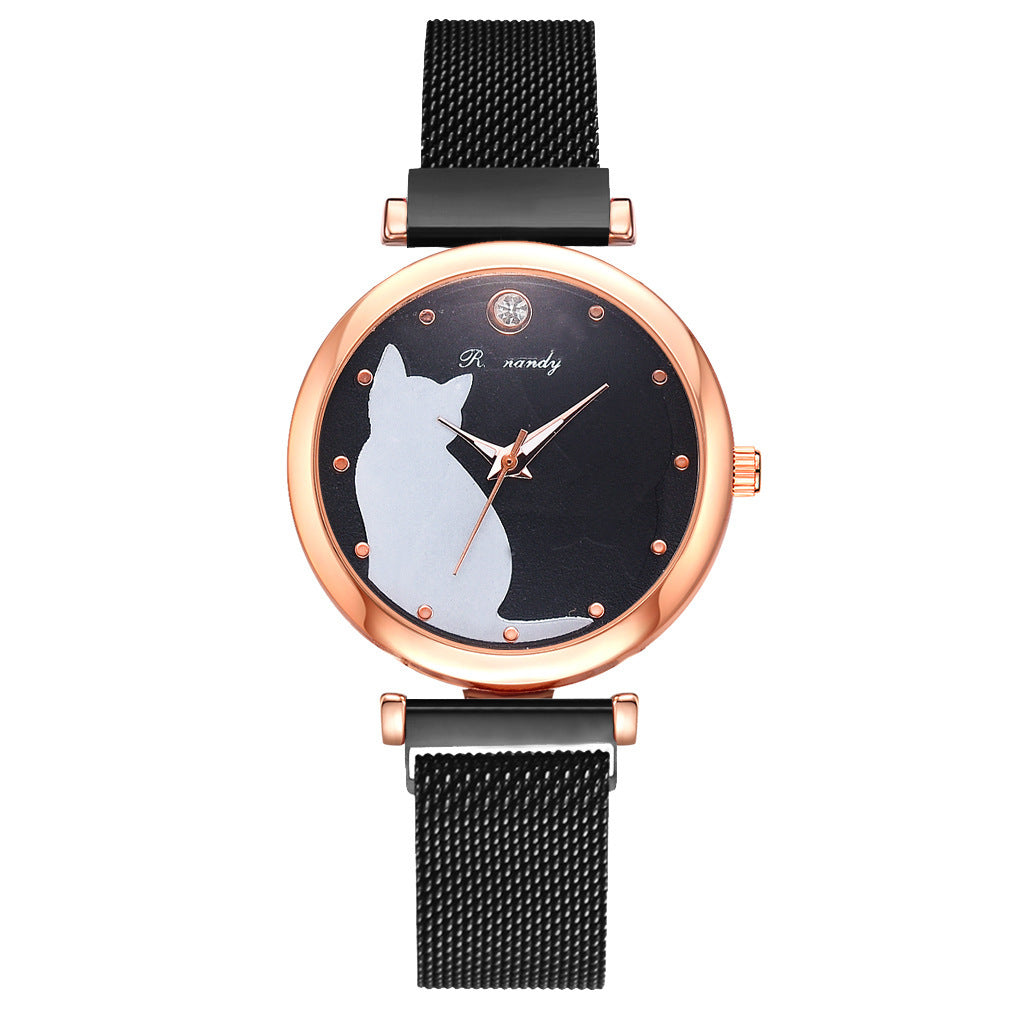 Women's cat watch bracelet set - FASHIONKULTUR
