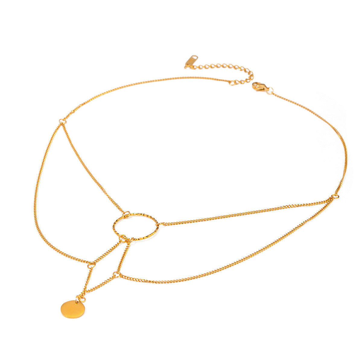 18K Gold Stainless Steel Irregular Geometric Hanging Ring Necklace - FASHIONKULTUR