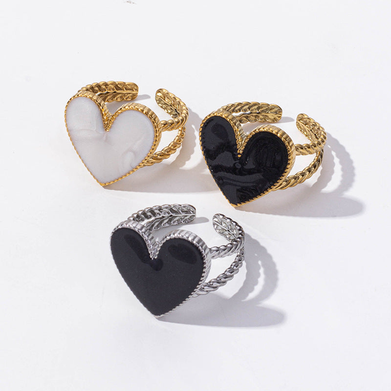 304 Stainless Steel French Retro Love Oil Dripping Ring Special-interest Design - FASHIONKULTUR