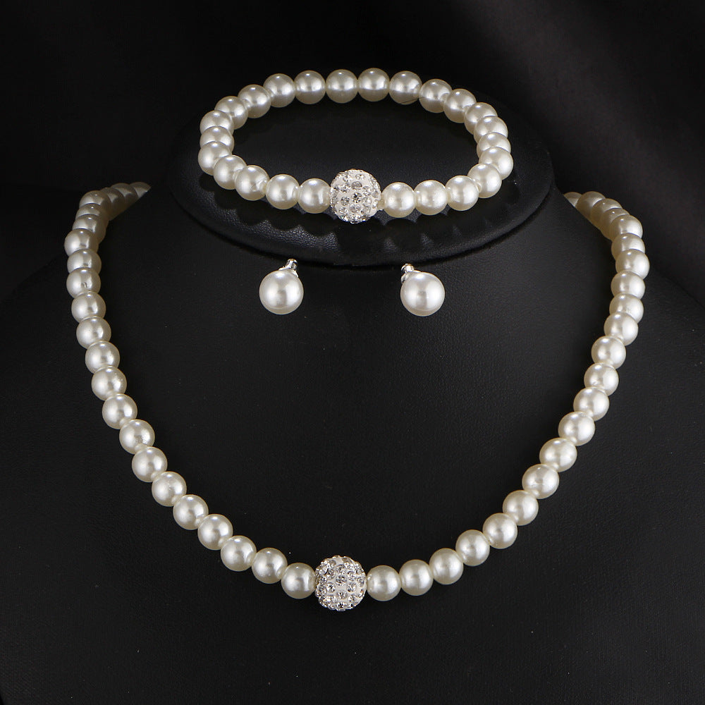The new bride sweater chain necklace jewelry suite all-match diamond pearl necklace earrings bracelet set - FASHIONKULTUR