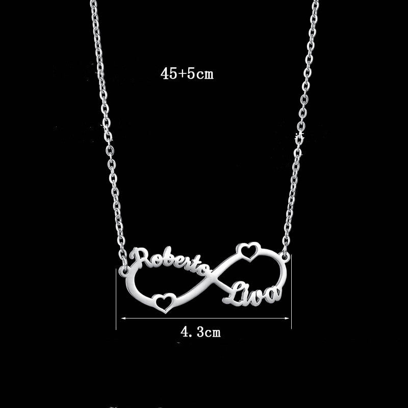 Personalized Stainless Steel Custom Name Necklace Rose Pendant - FASHIONKULTUR