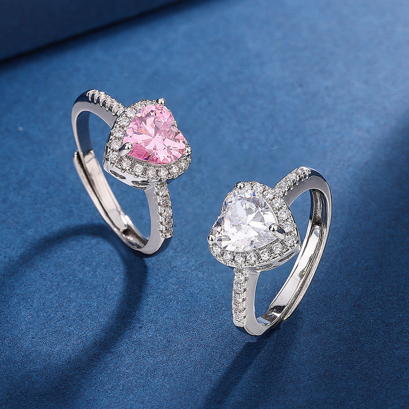 Fashion Jewelry Micro-encrusted Zircon Diamond Love Peach Heart Ring Female Luxury High-end Marriage Niche Temperament Hand Jewelry - FASHIONKULTUR