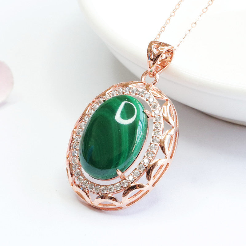Natural Malachite Pigeon Egg Pendant Female Color Treasure Pendant Jewelry Accessories - FASHIONKULTUR
