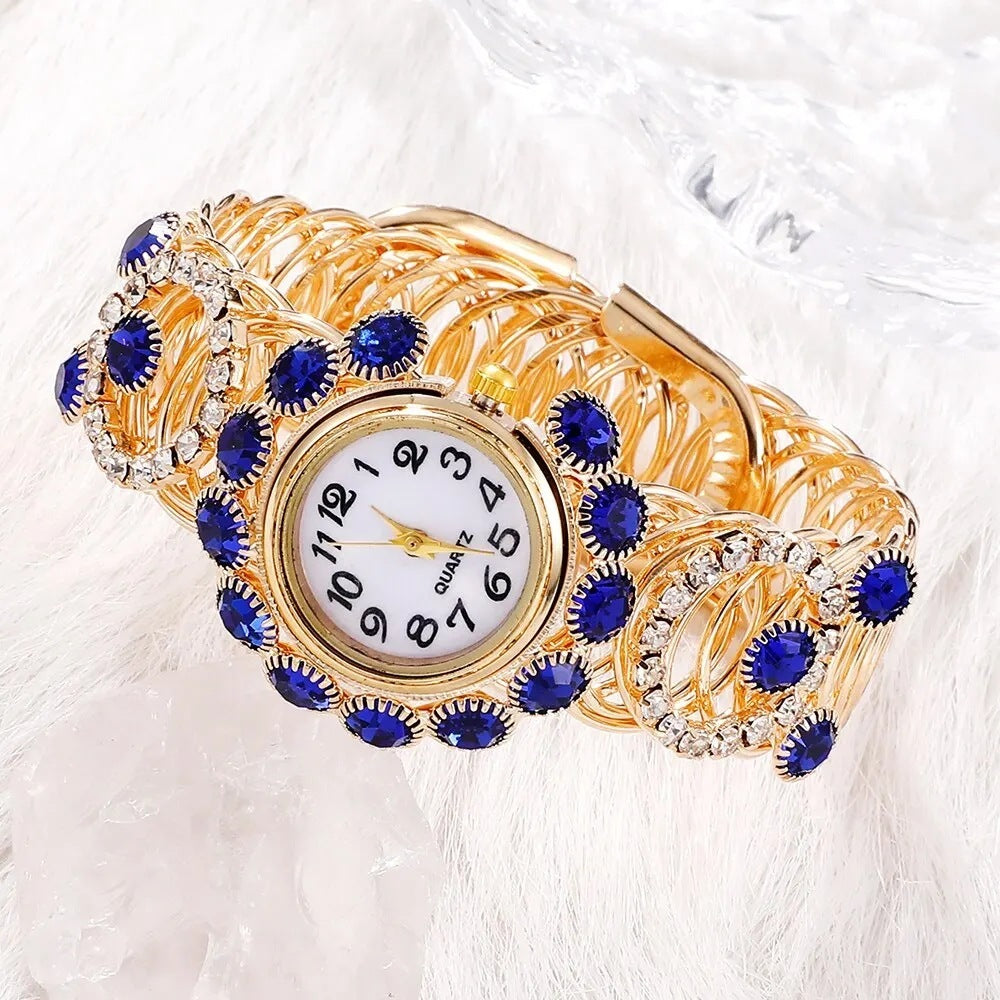 Ladies New Steel Band Digital Quartz Watch Sapphire Ornament Suit - FASHIONKULTUR