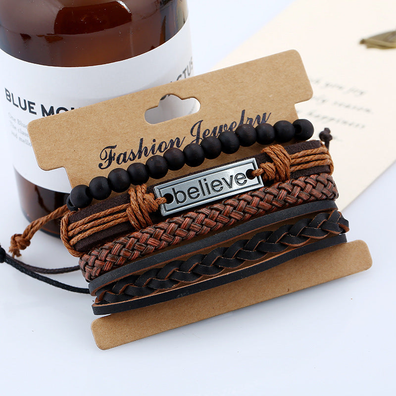 Believe Suit Men's Leather Bracelet - FASHIONKULTUR