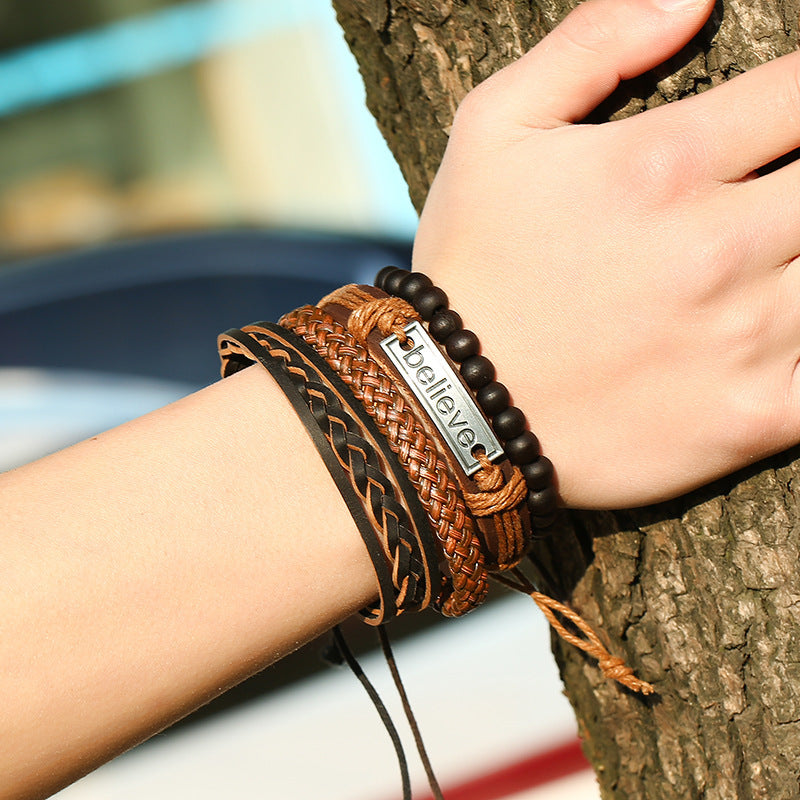 Believe Suit Men's Leather Bracelet - FASHIONKULTUR